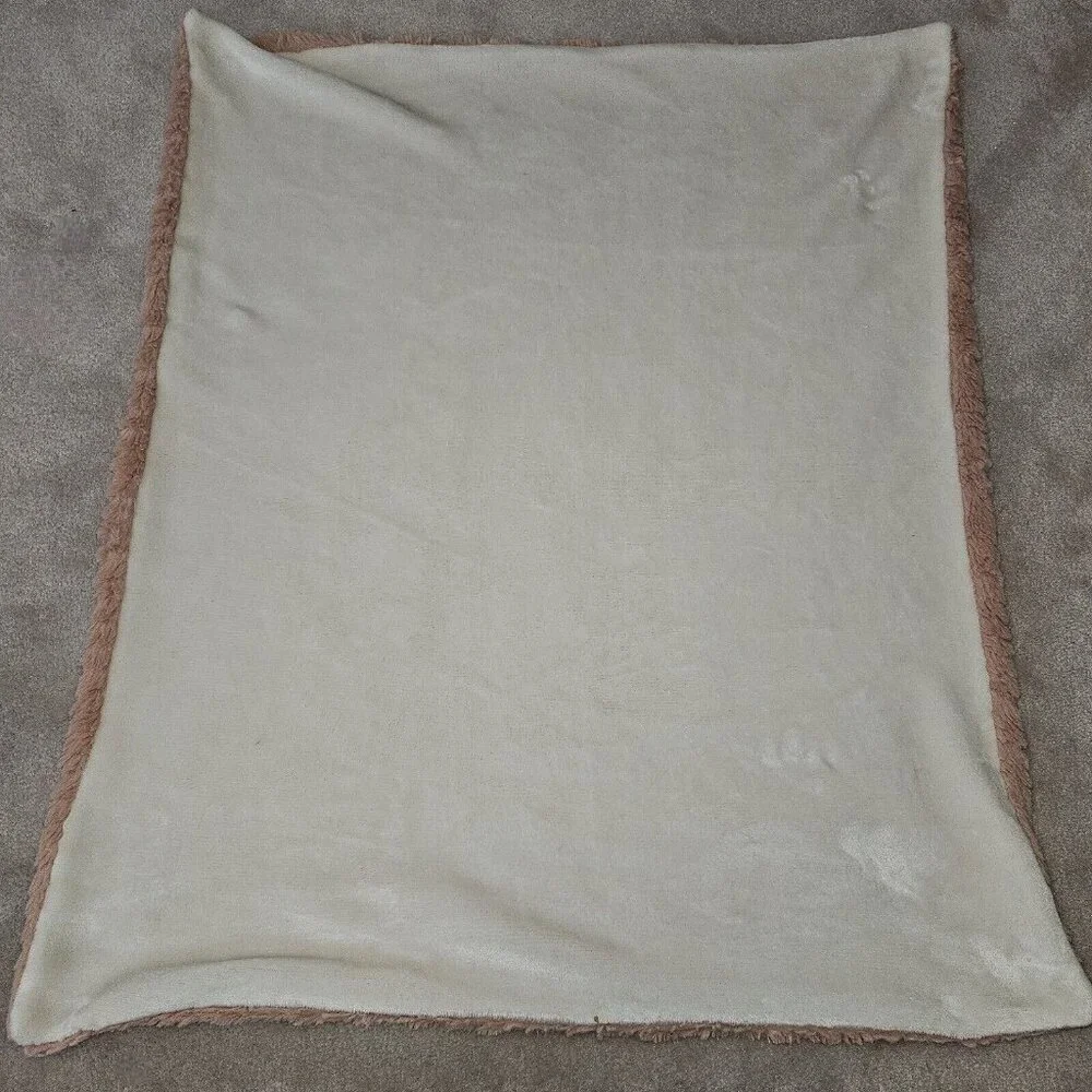 Brown White Fleece Baby Blanket Reversible Solid 27x32 SOFT